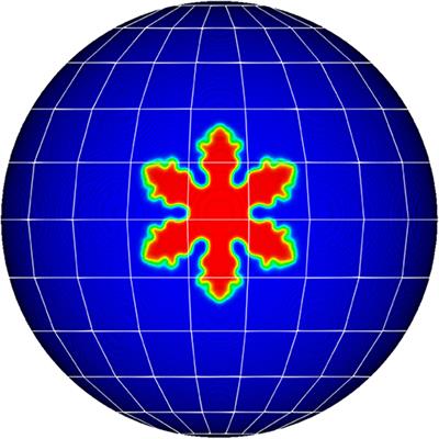 Phase Field Modeling of Dendritic Growth on Spherical Surfaces